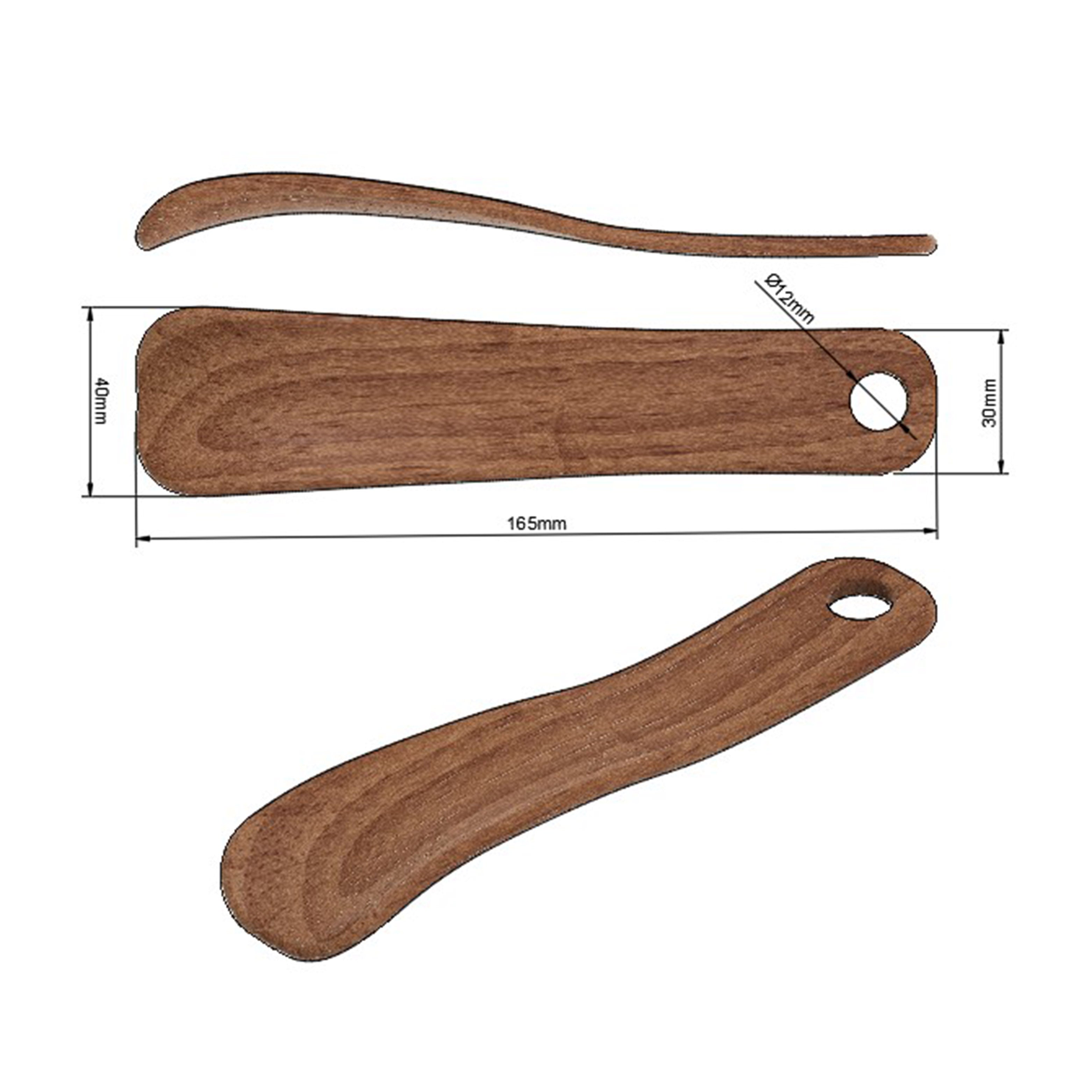 Compact Handmade Walnut Shoehorn with Leather Strap, Made in Scotland