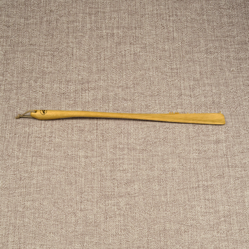 Long Handmade Oak Wood Shoehorn with Leather Strap, Made in Scotland