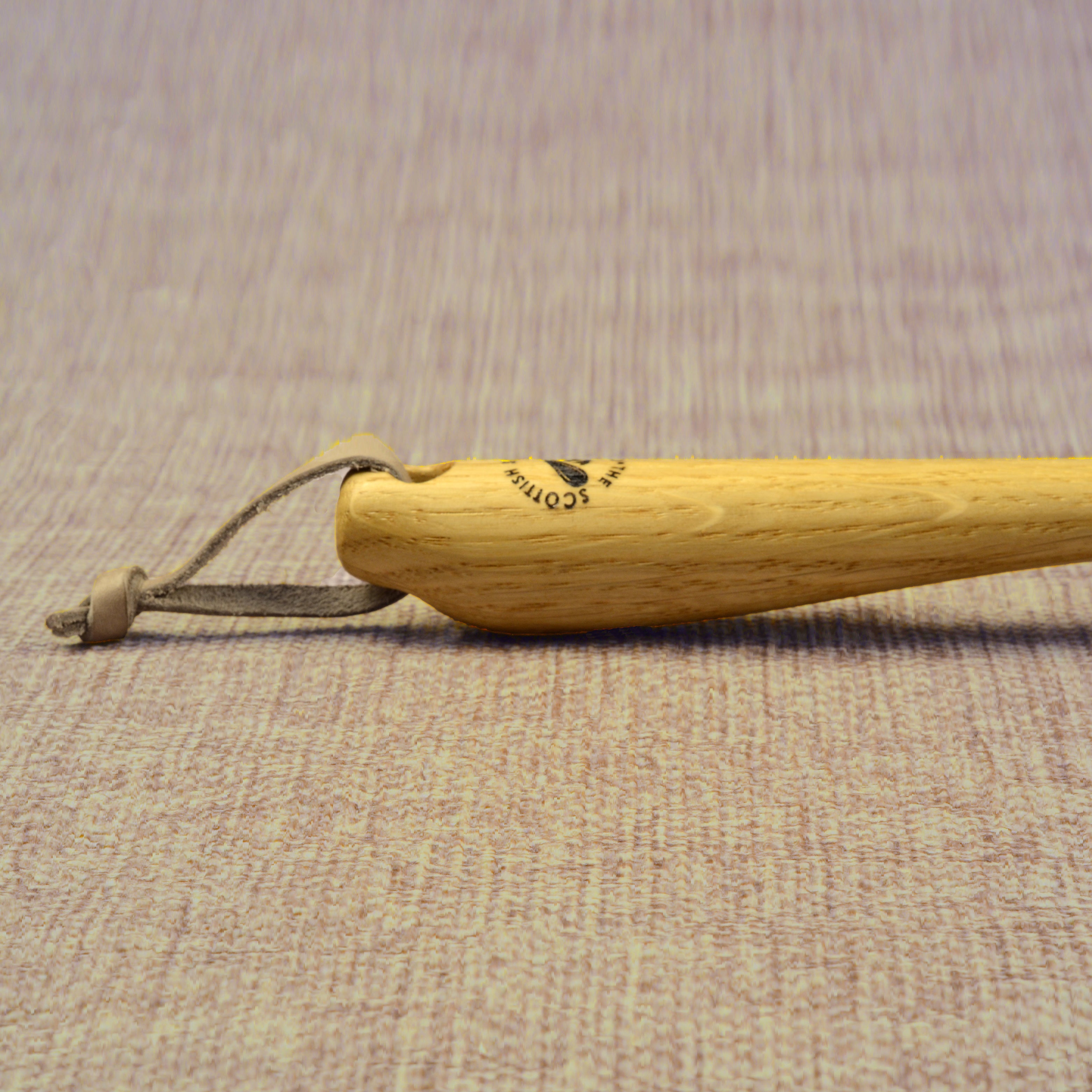 Long Handmade Oak Wood Shoehorn with Leather Strap, Made in Scotland