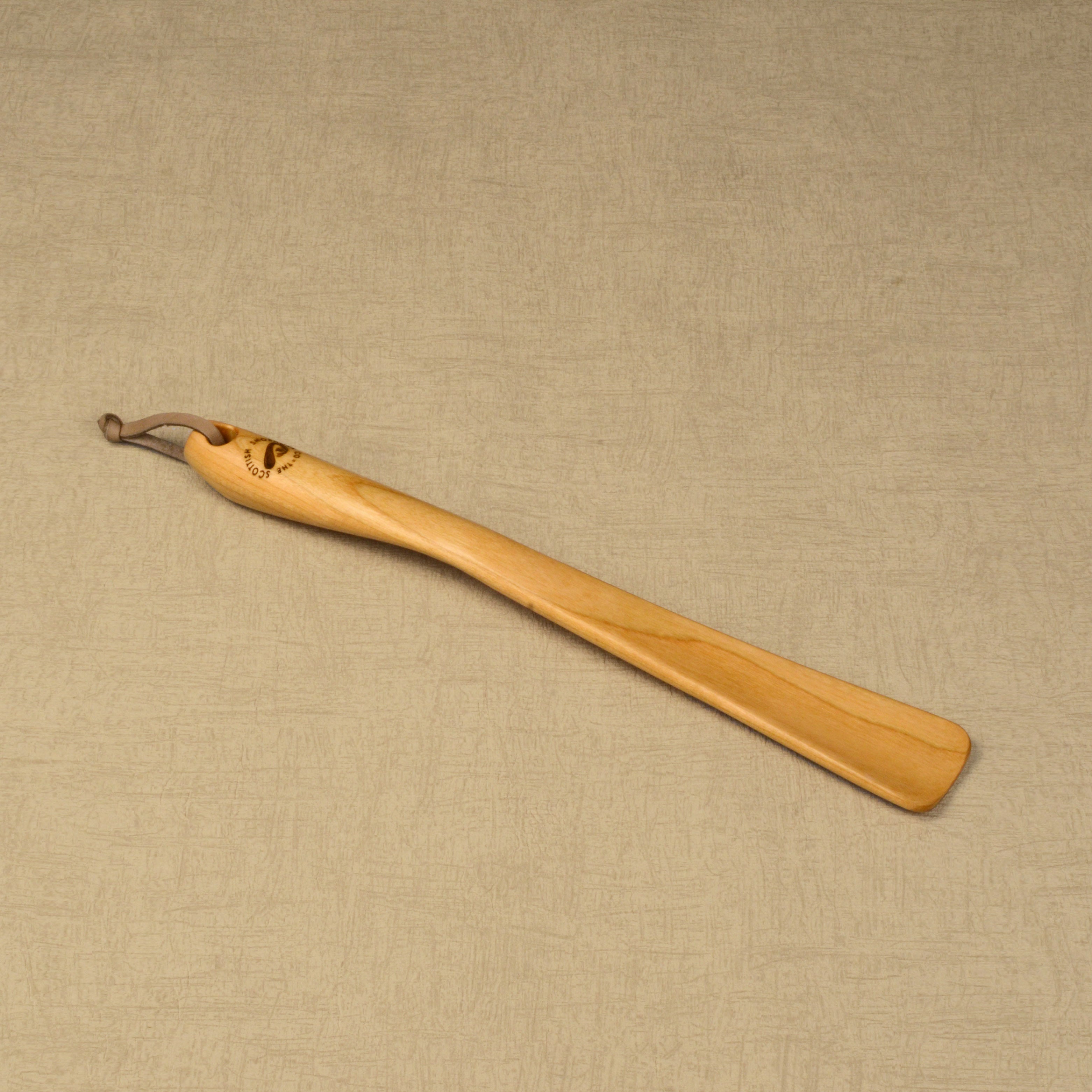 Medium Size Handmade Cherry Shoehorn with Leather Strap, Made in Scotland