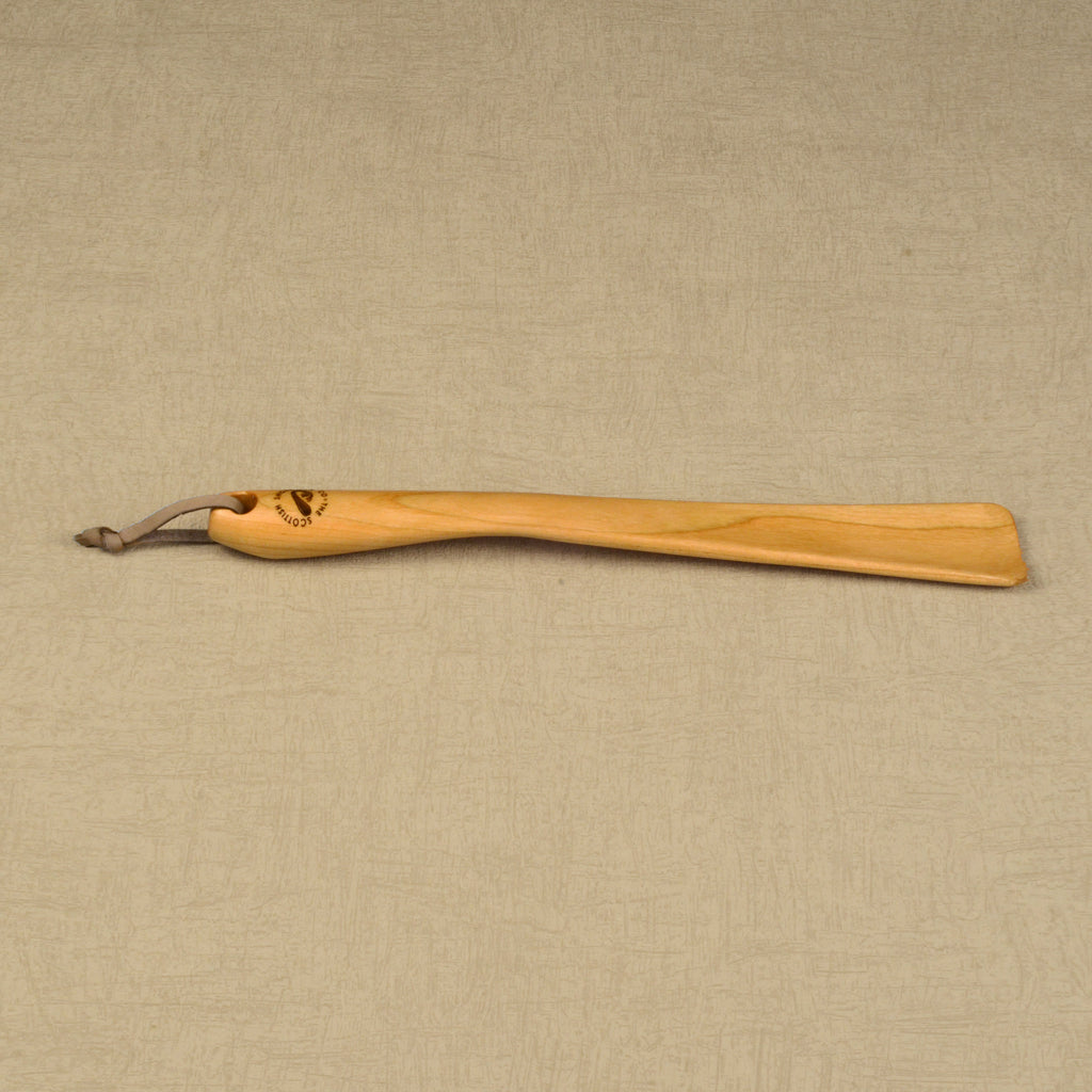 Medium Size Handmade Cherry Shoehorn with Leather Strap, Made in Scotland