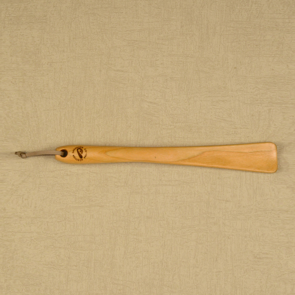Medium Size Handmade Cherry Shoehorn with Leather Strap, Made in Scotland