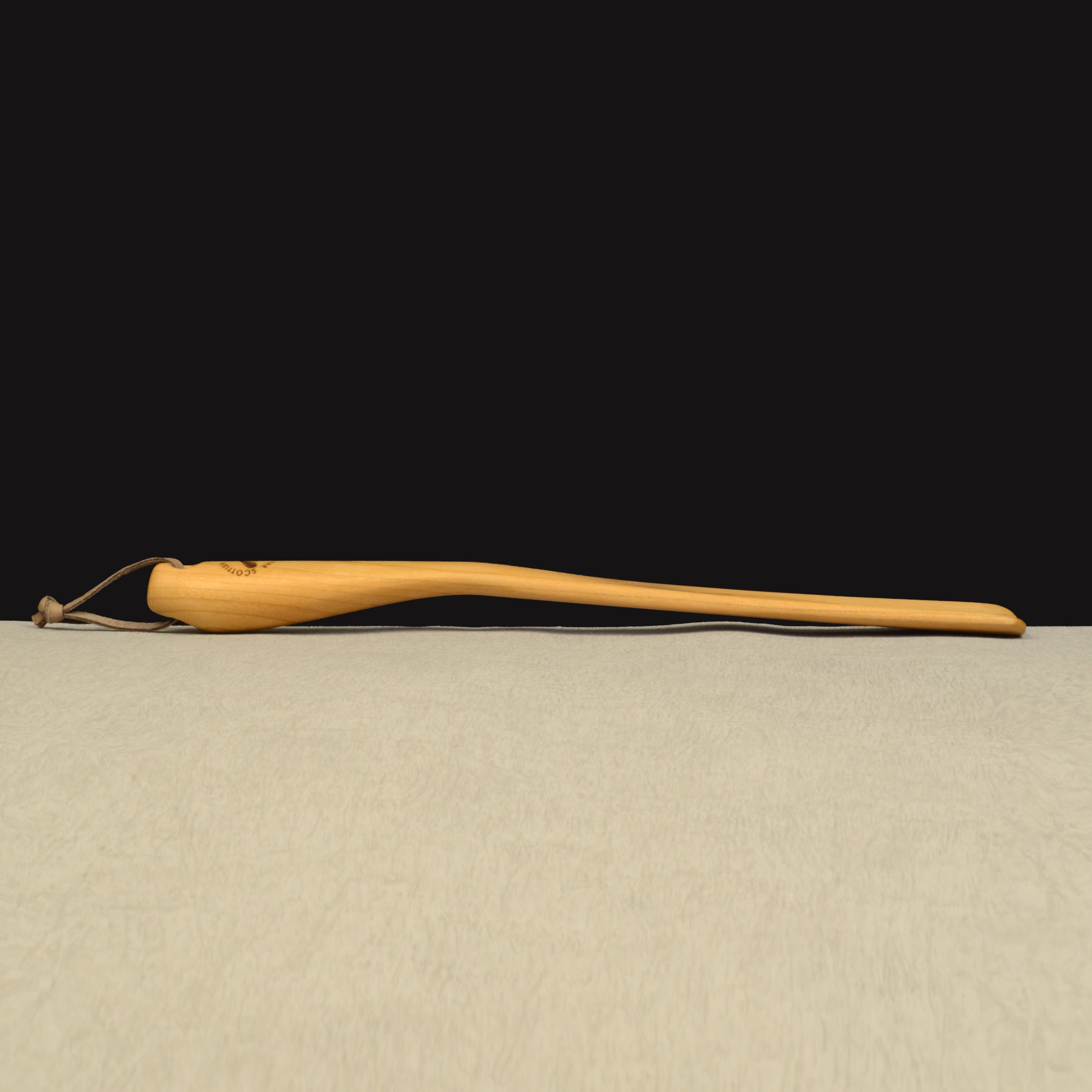 Medium Size Handmade Cherry Shoehorn with Leather Strap, Made in Scotland
