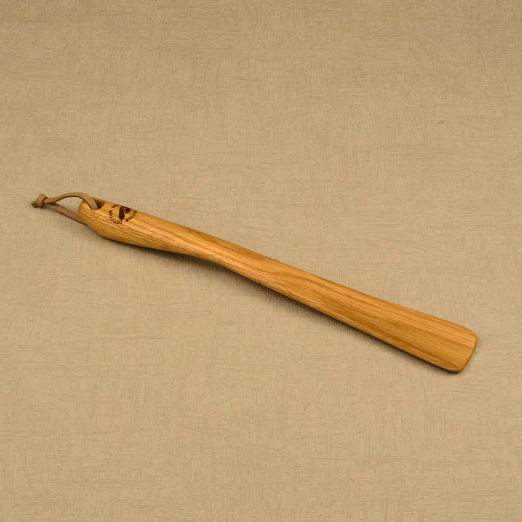 Medium Size Handmade Oak Shoehorn with Leather Strap, Made in Scotland