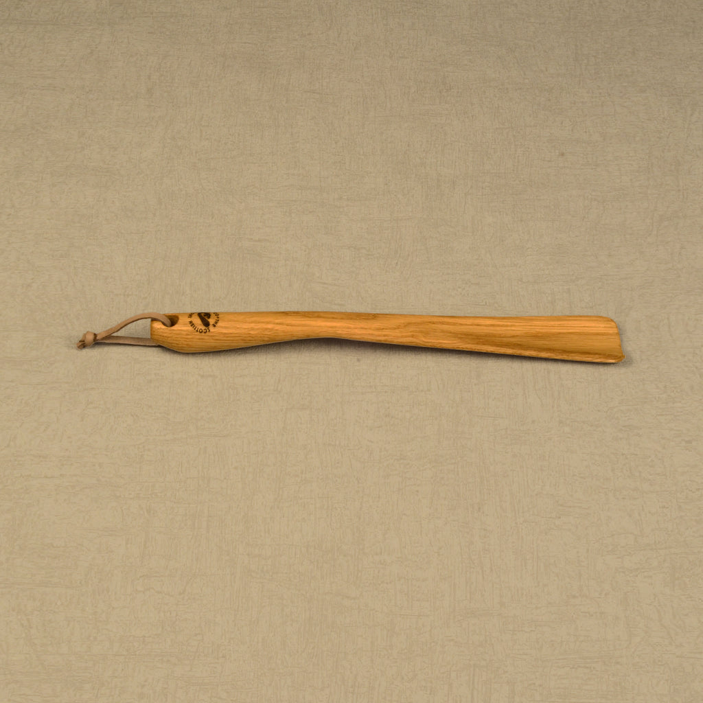 Medium Size Handmade Oak Shoehorn with Leather Strap, Made in Scotland