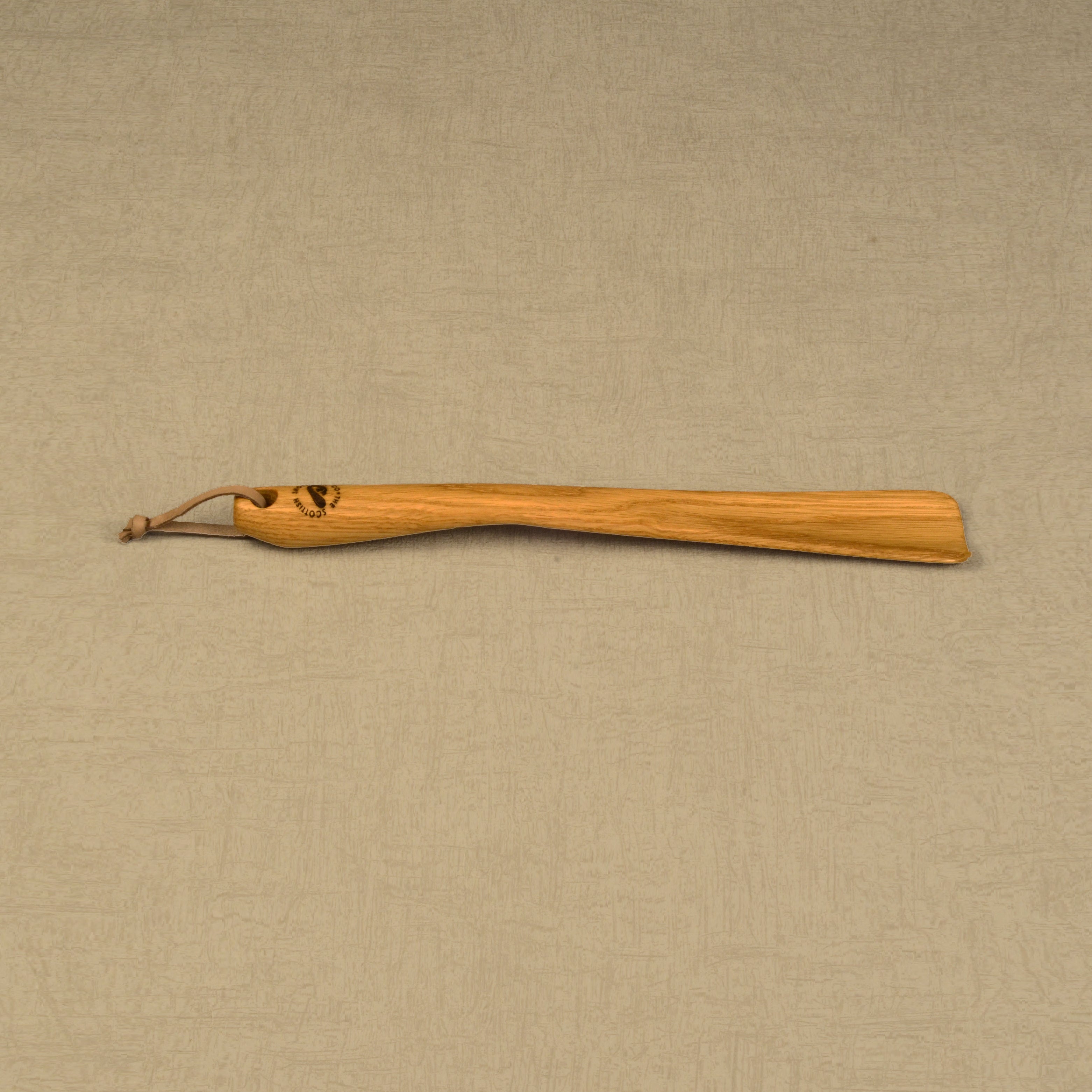 Medium Size Handmade Oak Shoehorn with Leather Strap, Made in Scotland