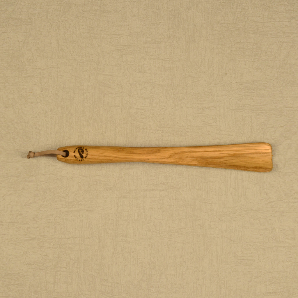 Medium Size Handmade Oak Shoehorn with Leather Strap, Made in Scotland