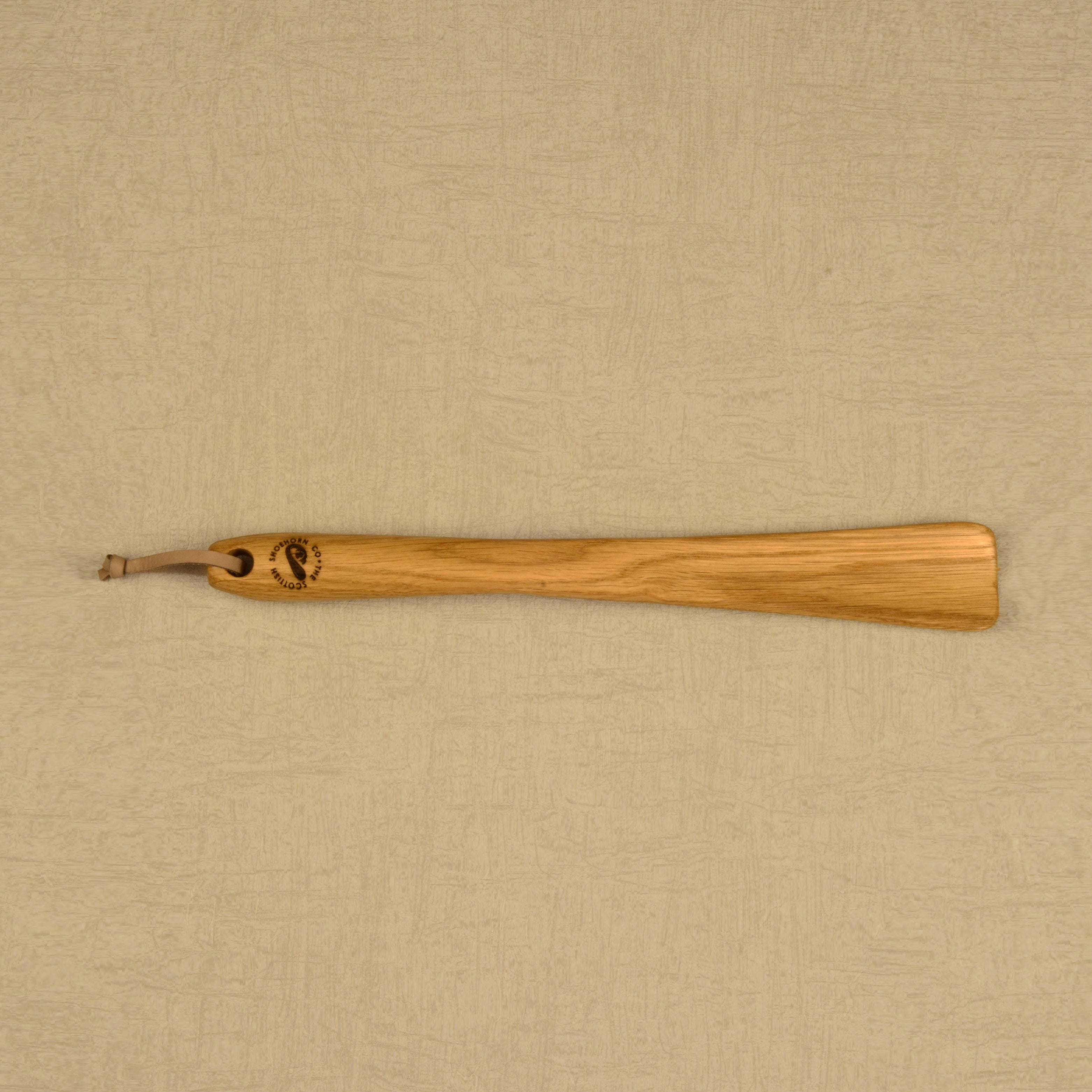 Medium Size Handmade Oak Shoehorn with Leather Strap, Made in Scotland