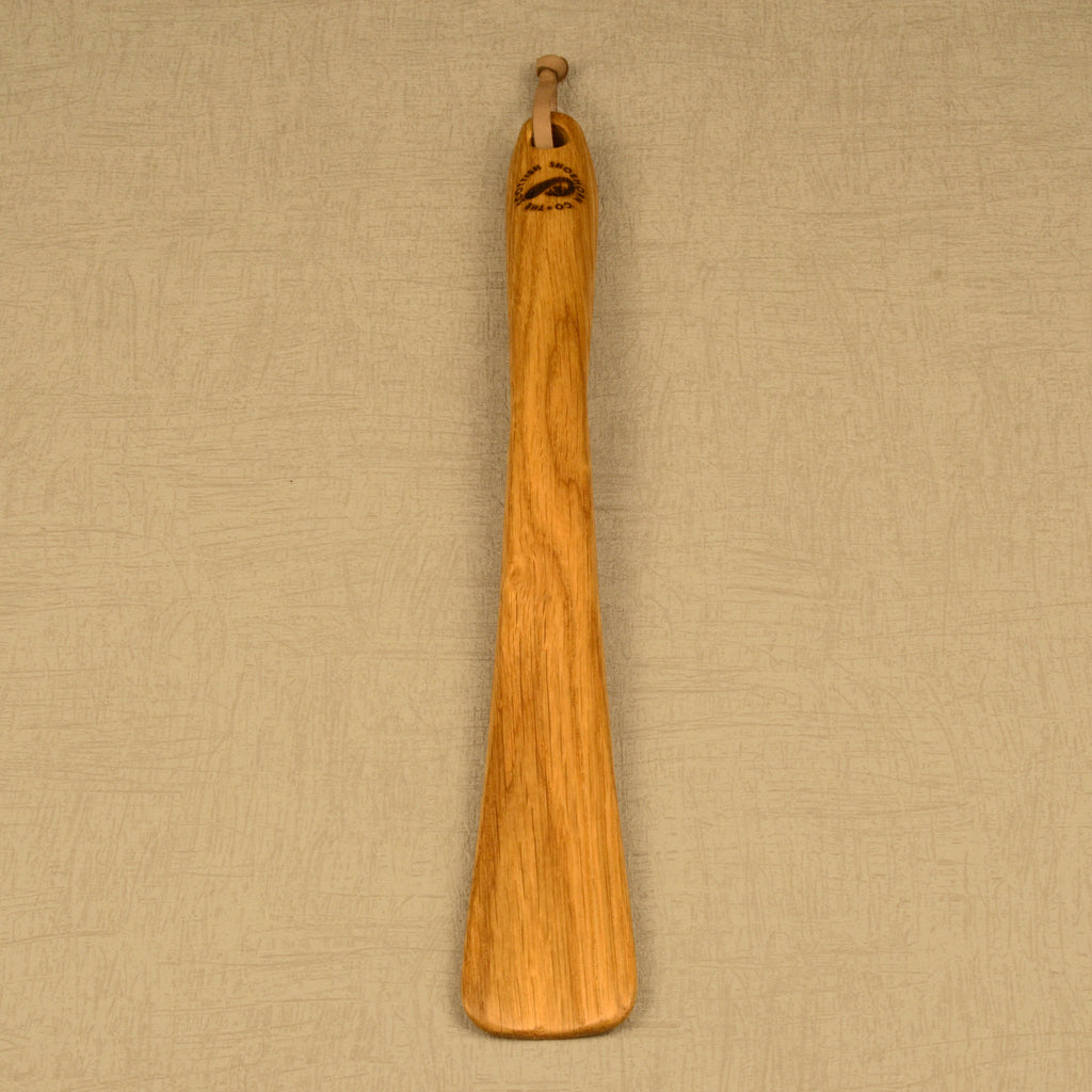 Medium Size Handmade Oak Shoehorn with Leather Strap, Made in Scotland