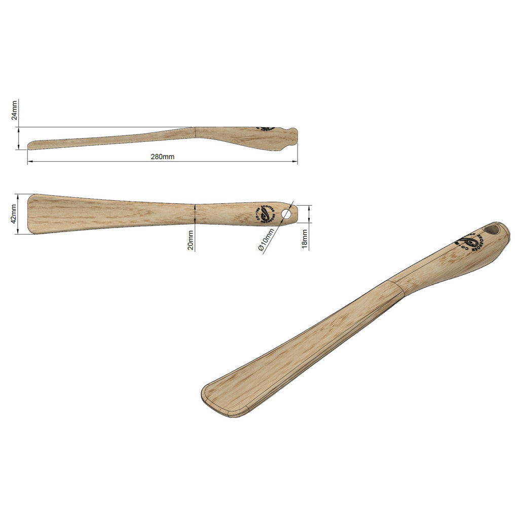 Medium Size Handmade Oak Shoehorn with Leather Strap, Made in Scotland