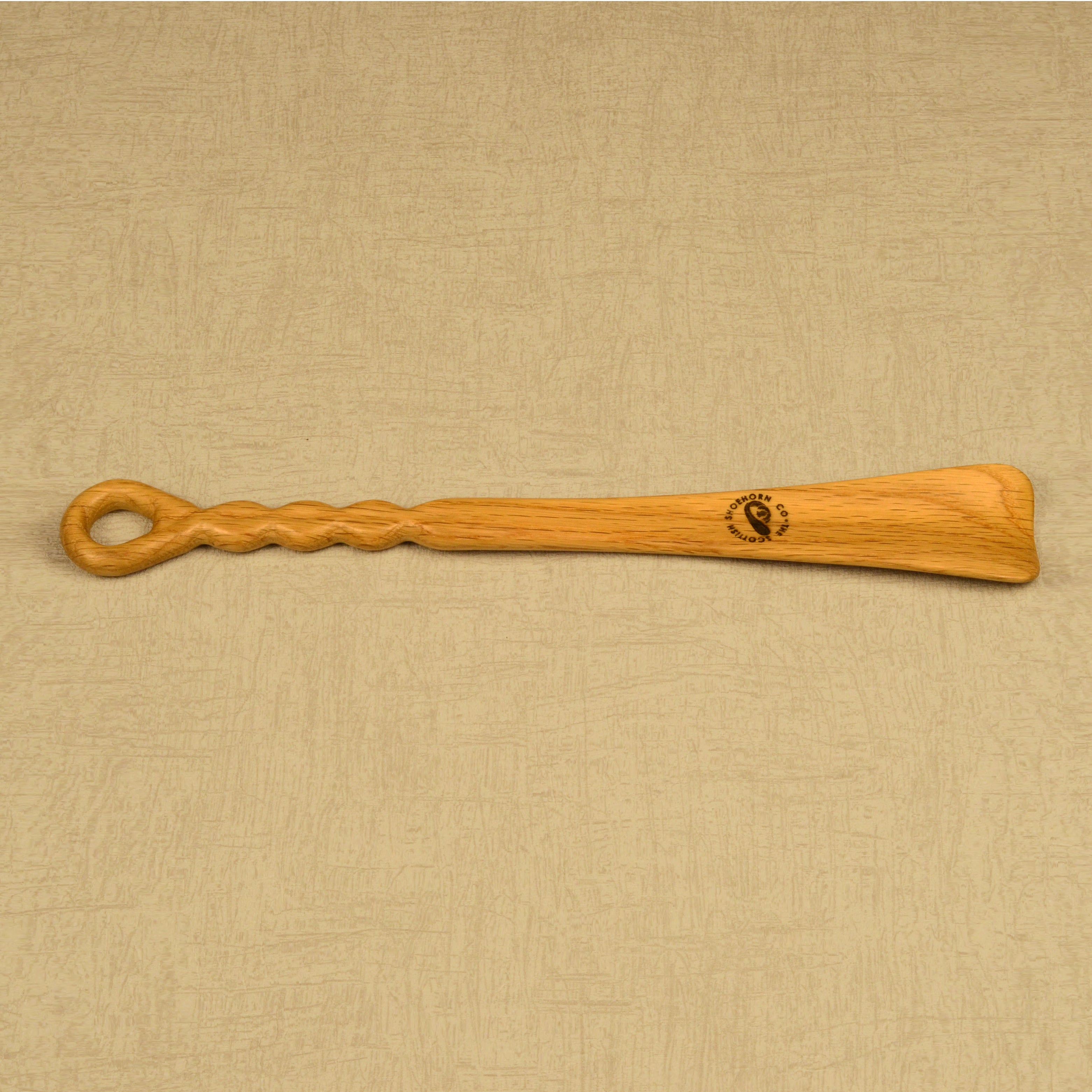 Medium Size Handmade Oak Shoehorn with Twisty Handle Design, Made in Scotland