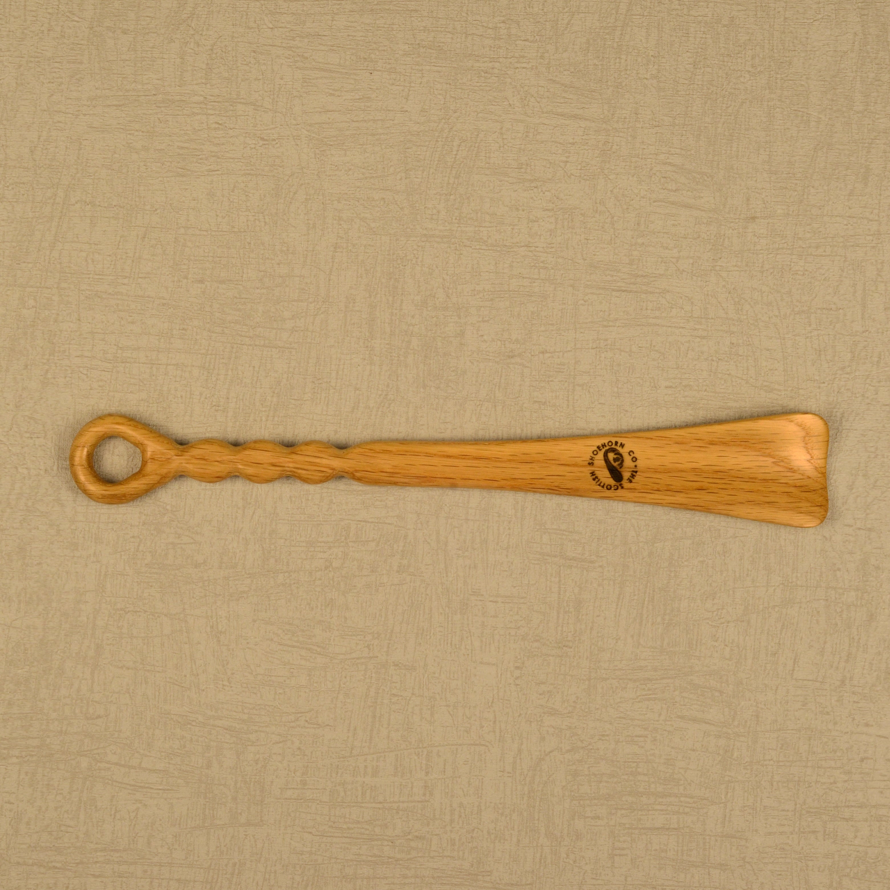 Medium Size Handmade Oak Shoehorn with Twisty Handle Design, Made in Scotland