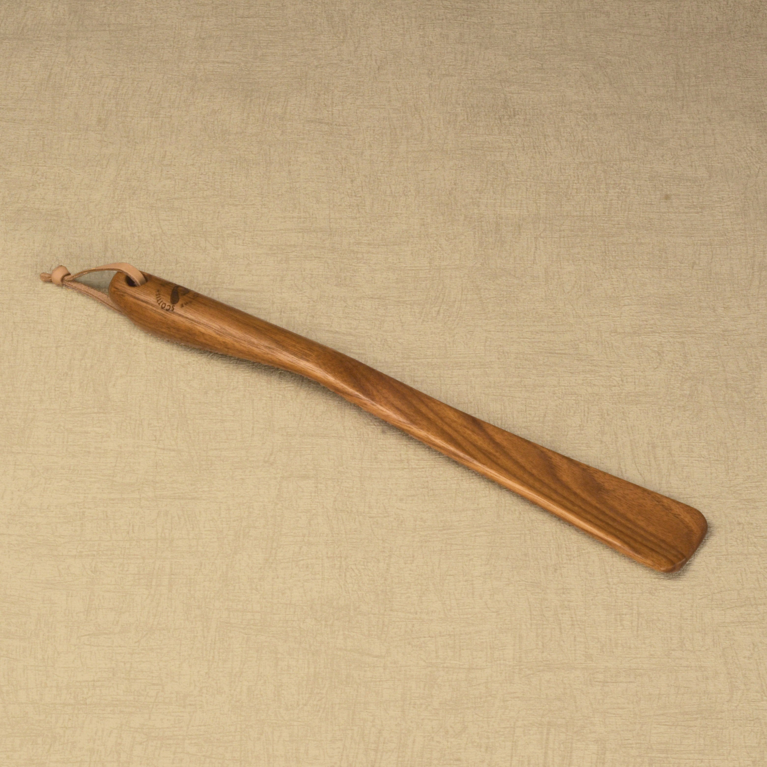 Medium Size Handmade Walnut Shoehorn with Leather Strap, Made in Scotland