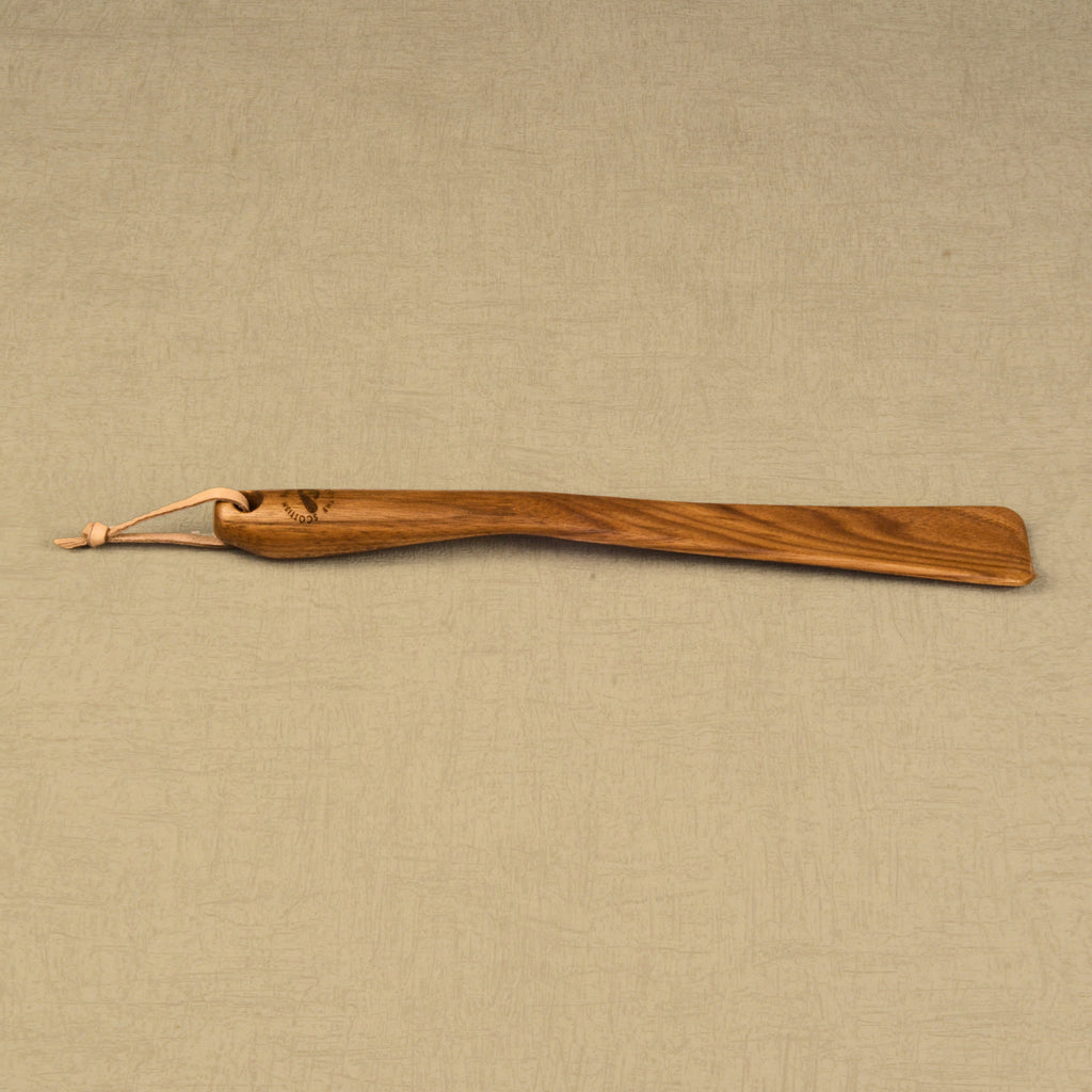 Medium Size Handmade Walnut Shoehorn with Leather Strap, Made in Scotland