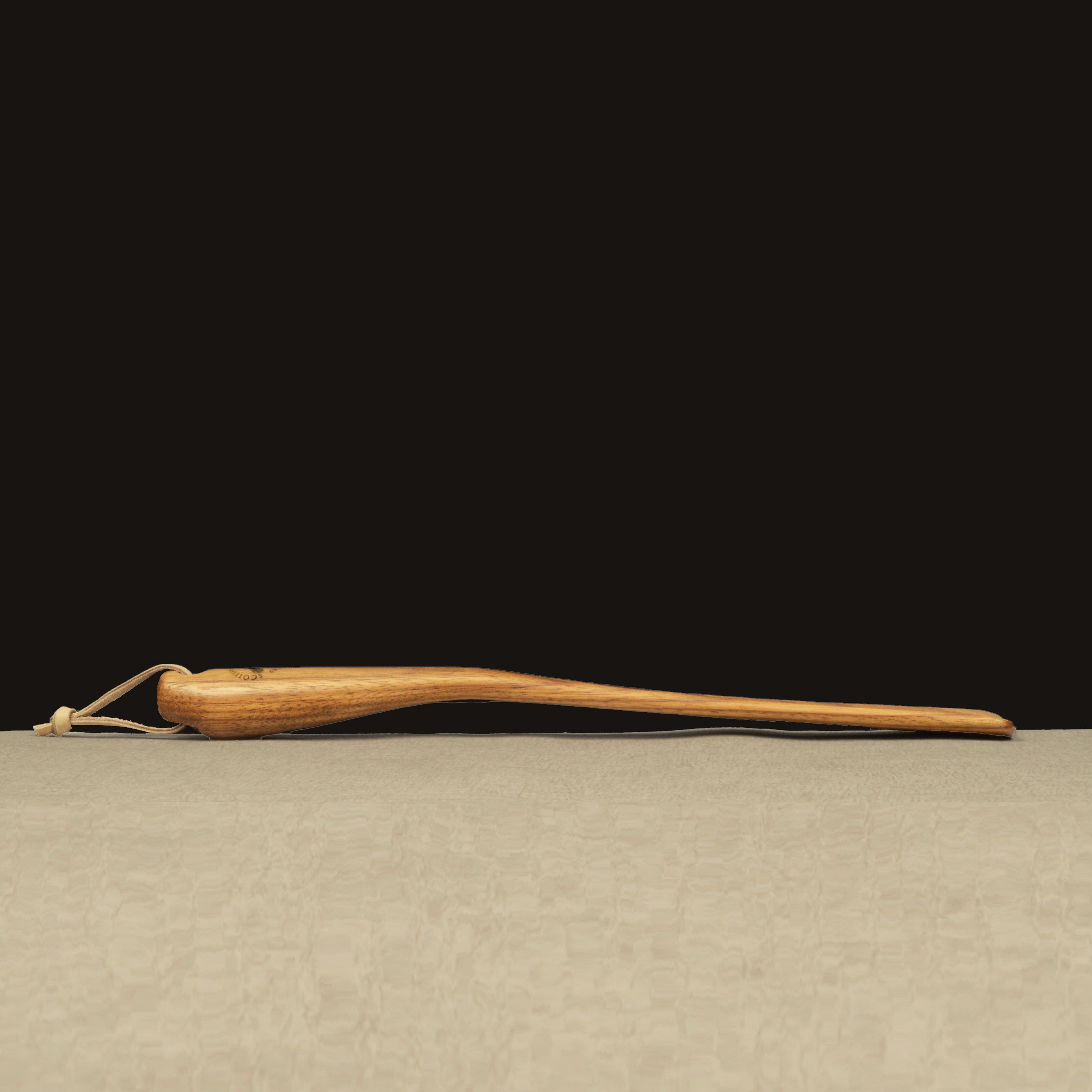 Medium Size Handmade Walnut Shoehorn with Leather Strap, Made in Scotland