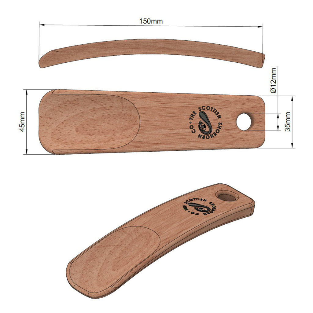 Wee Cherry Shoehorn with Leather Strap, Made in Scotland