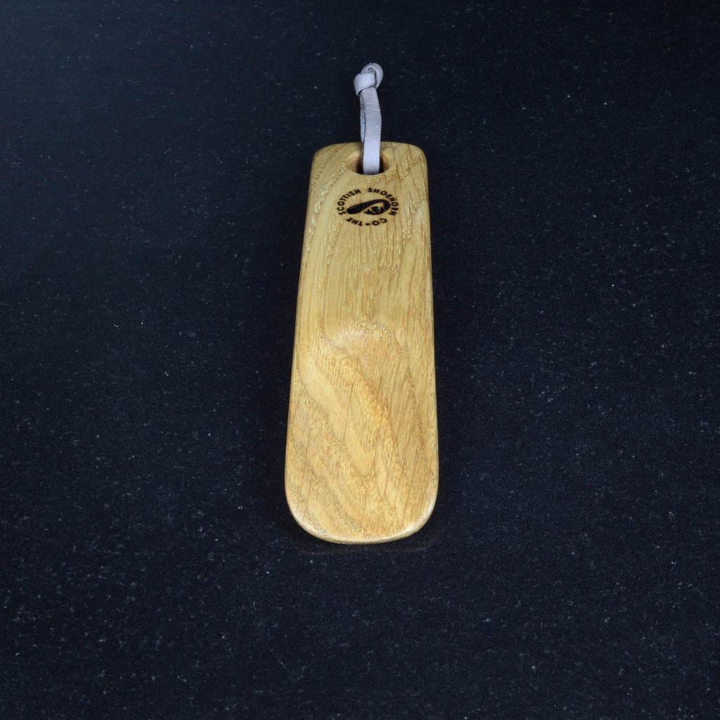 Wee Oak Shoehorn with Leather Strap, Made in Scotland