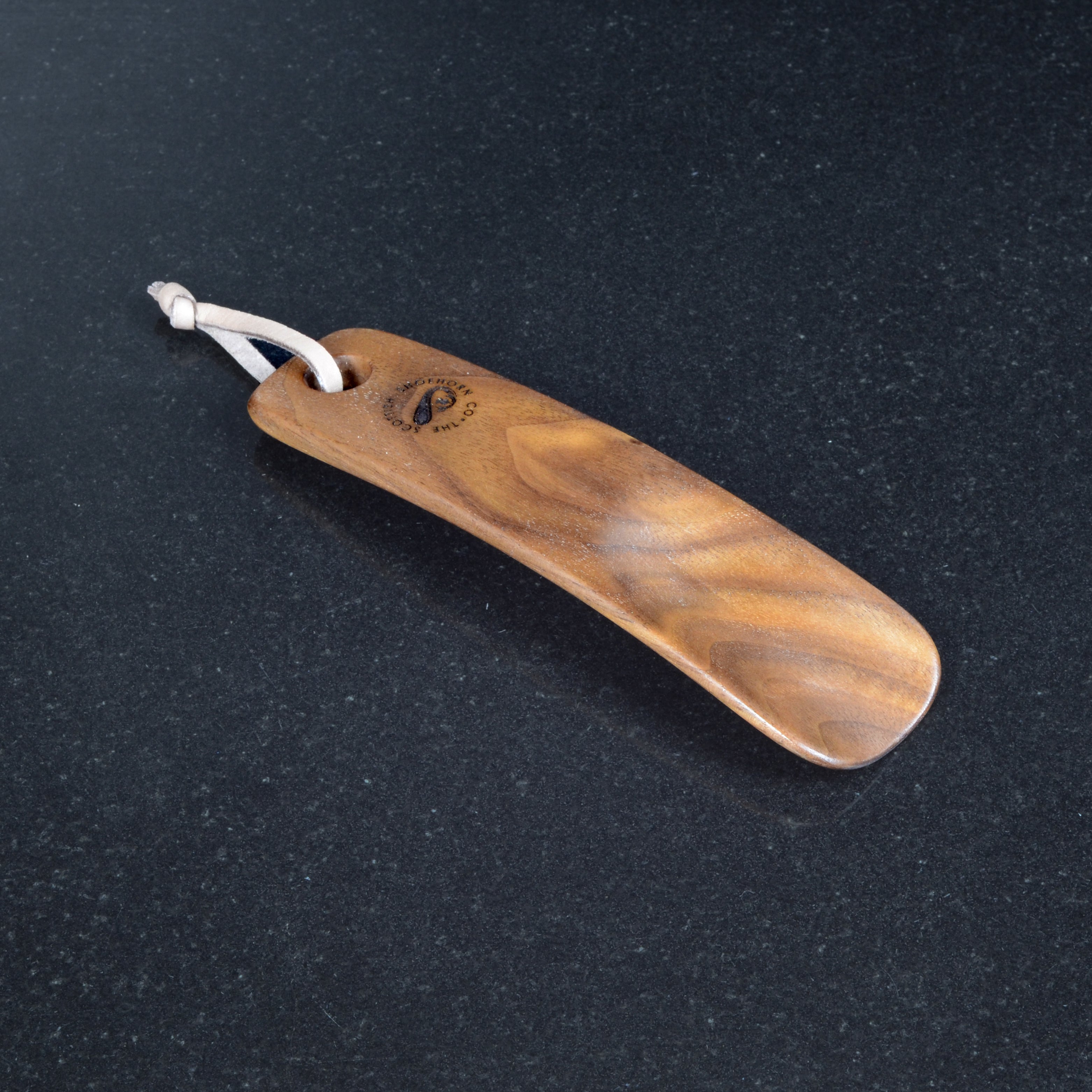 Wee Walnut Shoehorn with Leather Strap, Made in Scotland