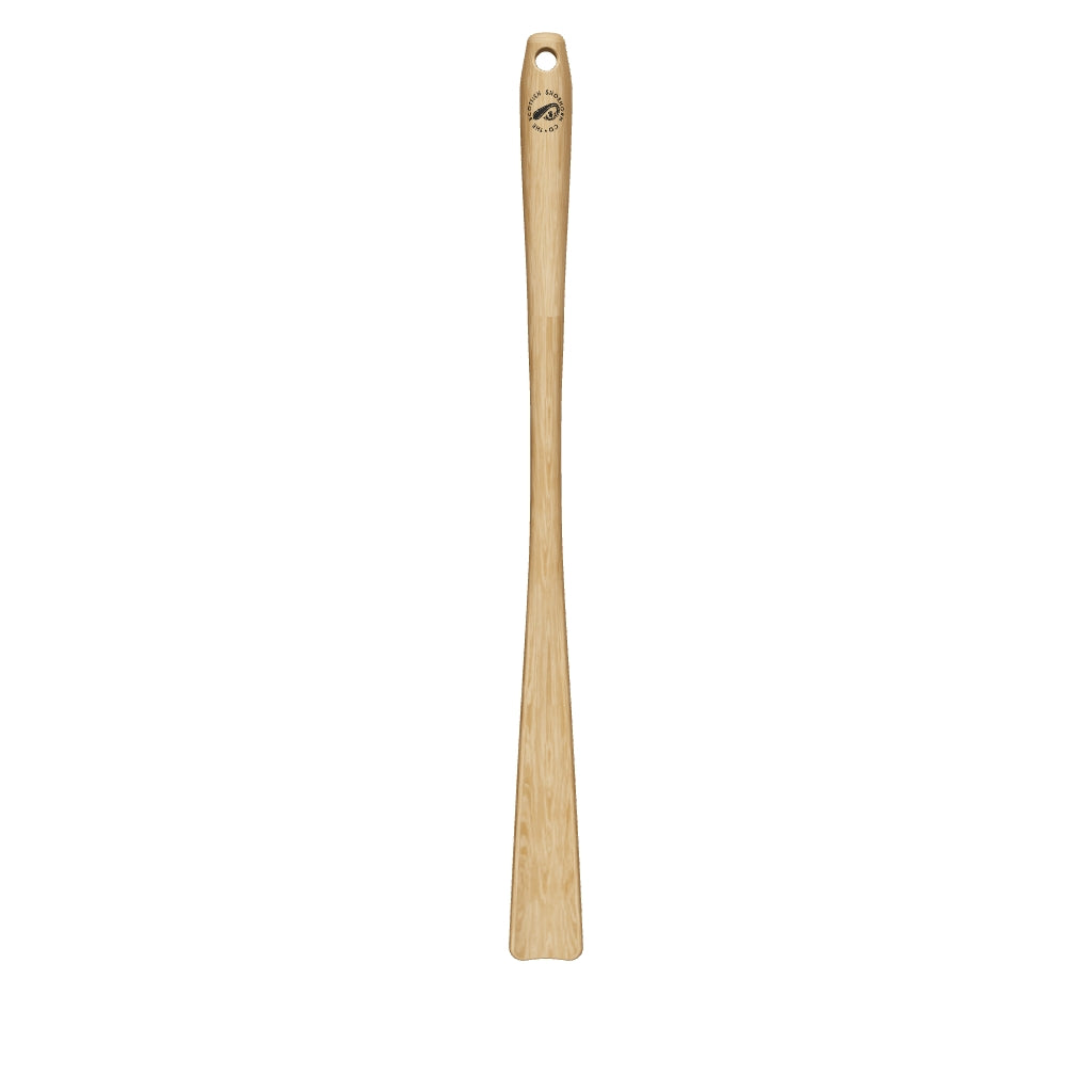 Long Handmade Oak Wood Shoehorn with Leather Strap, Made in Scotland