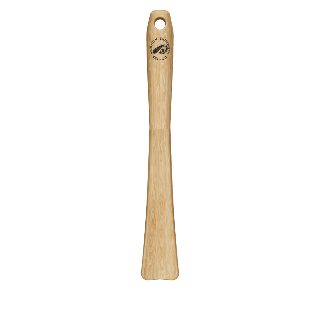 Medium Size Handmade Oak Shoehorn with Leather Strap, Made in Scotland